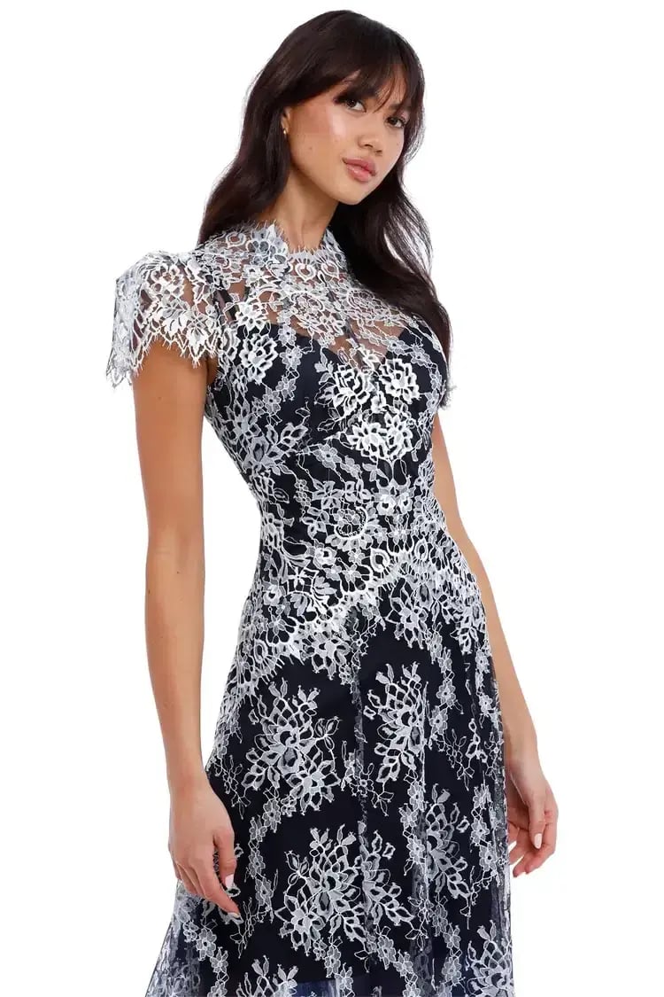 Moss and Spy Natalie Dress Midnight White Navy Size 8 photo 4