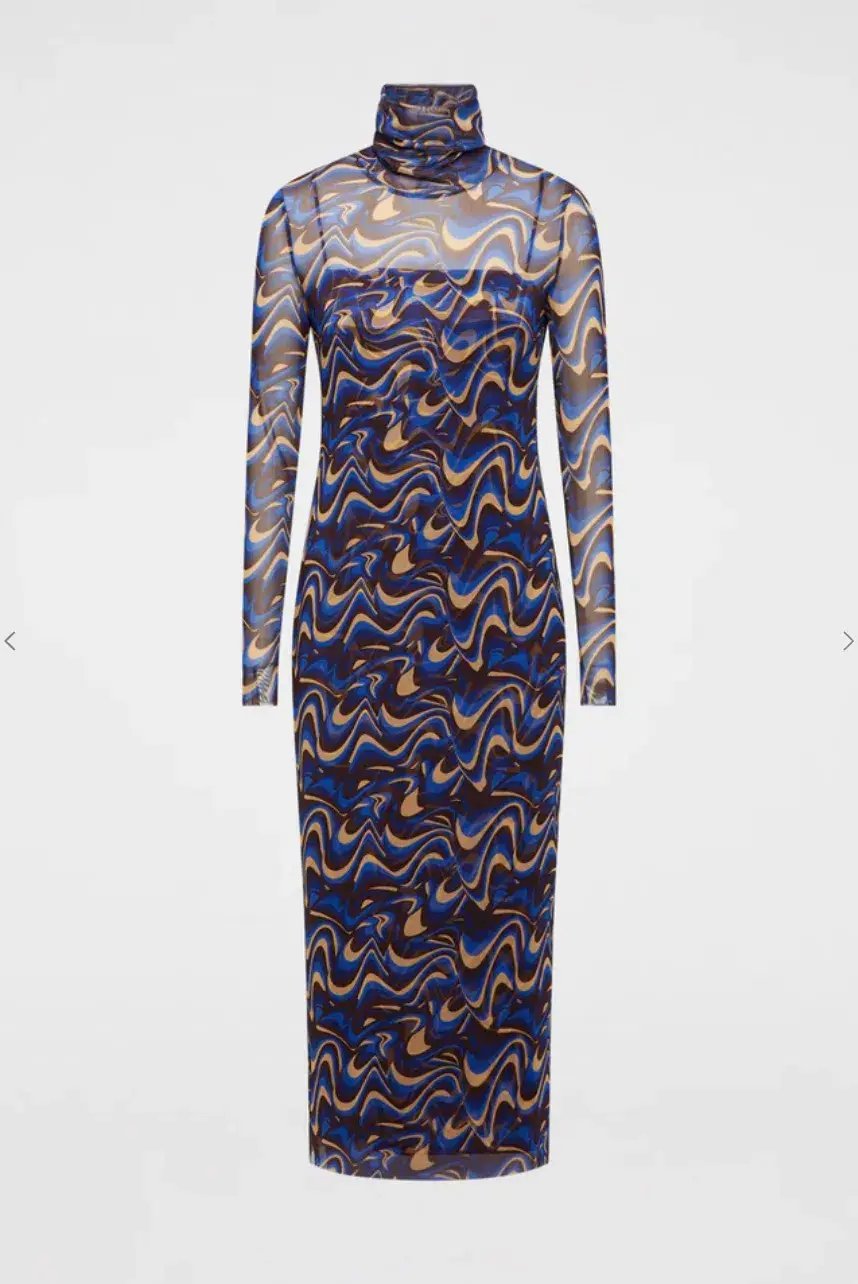 Scanlan Theodore Italian Wave Print Mesh Dress Print Size 6 photo 3