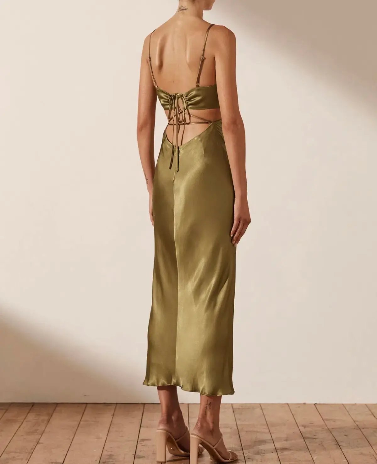 Shona Joy Alma Backless Midi Dress Cumin Size 14 photo 3