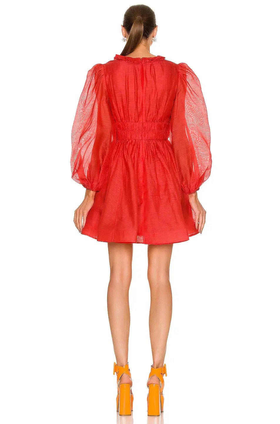 Zimmermann Prima Frill V Neck Mini Dress Tomato Size 3 / AU 14 photo 4