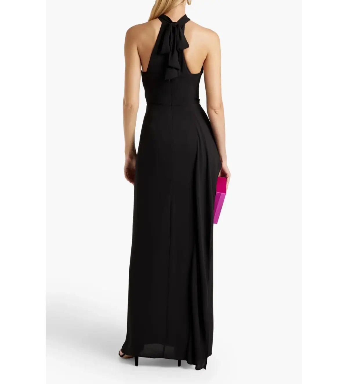 Halston Crepe Halter Neck Gown Black Size 12 photo 2