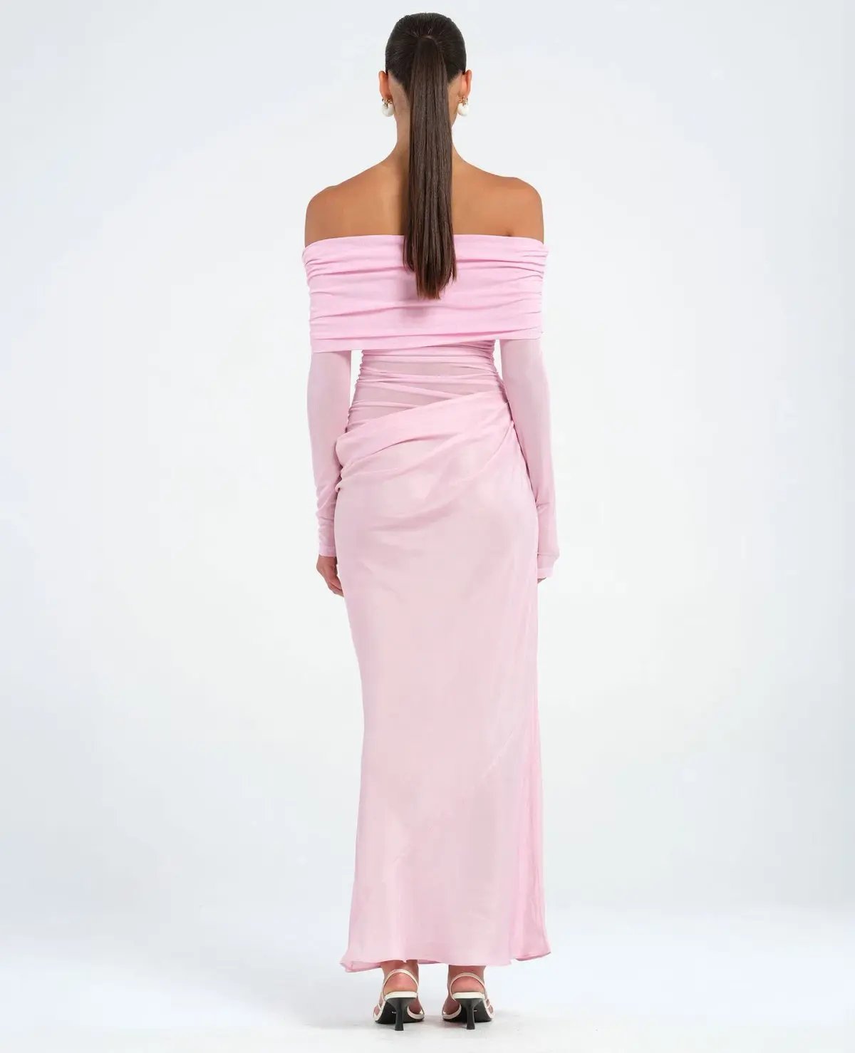 Benni Yasmin Off Shoulder Maxi Dress in Baby Pink Size 10 photo 3