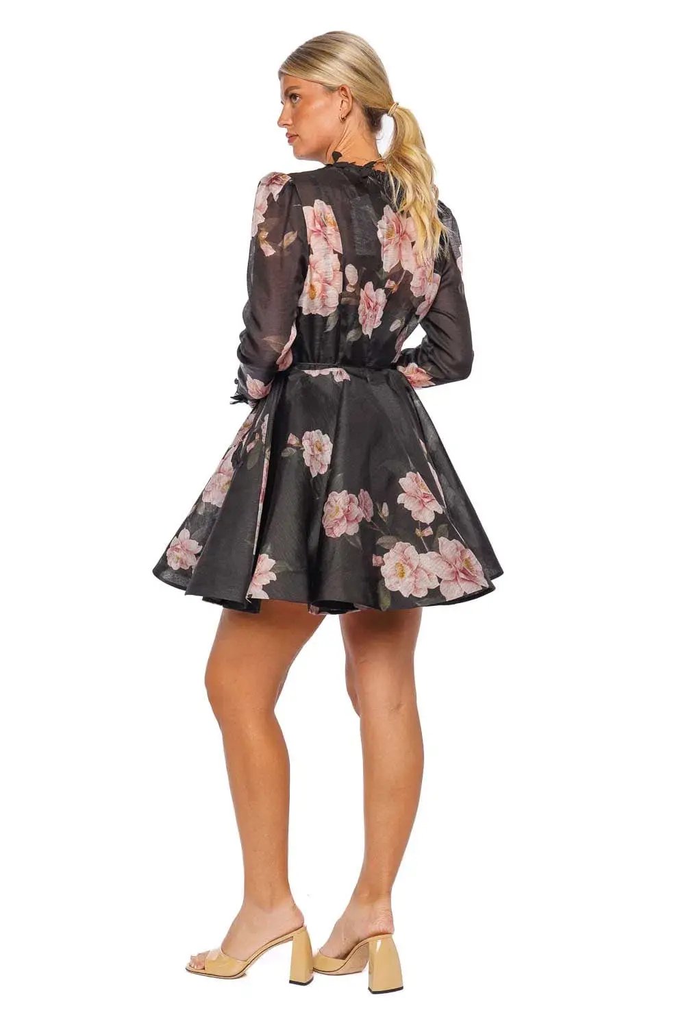 Zimmermann Natura Liftoff Mini Dress Black Camellia Size 1 / AU 10 photo 3