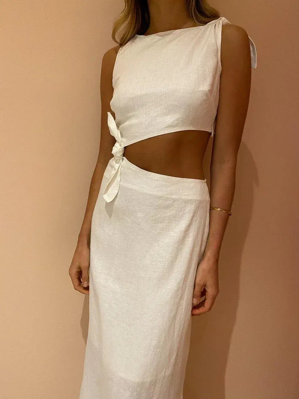 Sir the Label Ambroise Knot Midi Dress in White Size 6 photo 5