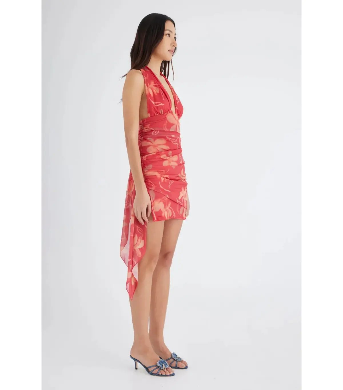 Benni Penelope Halter Mini Dress in Hibiscus Floral Size AU 6 photo 2