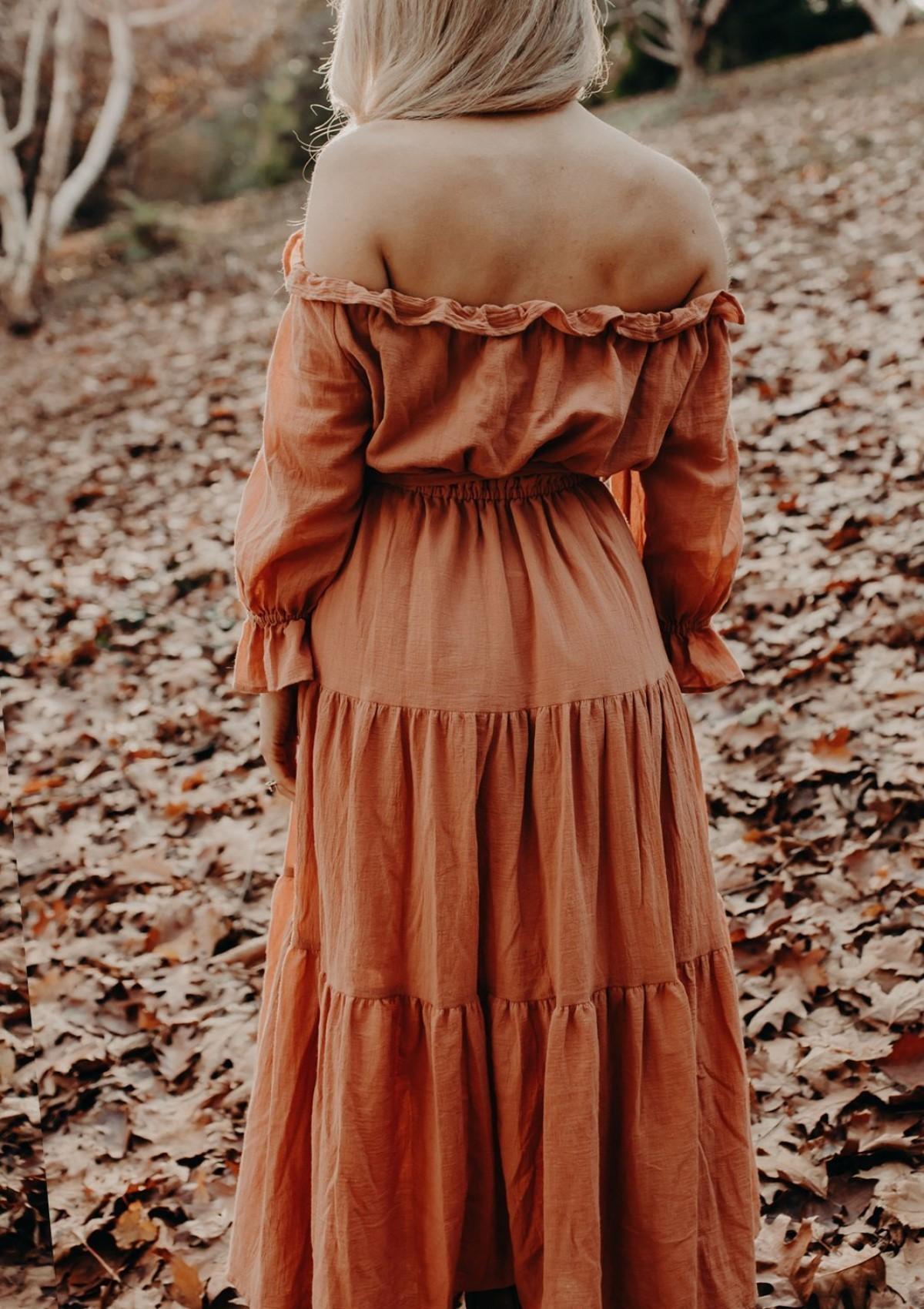 Co & Ry Goldie Maxi Dress Rust One Size photo 2
