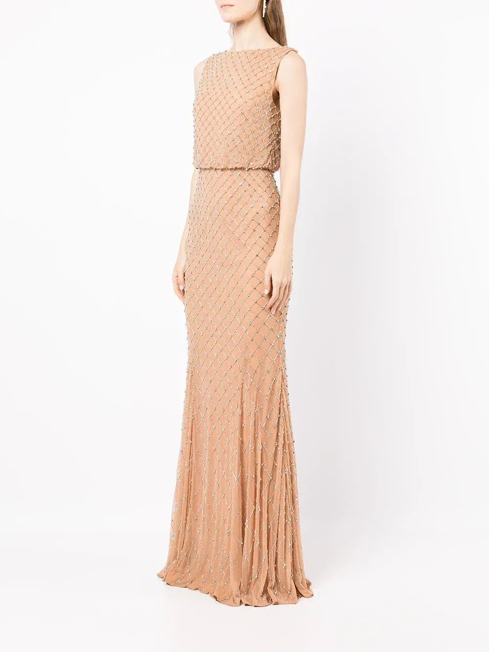 Rachel Gilbert Ada Gown Crystal-embellished Beige Size AU 12 photo 2