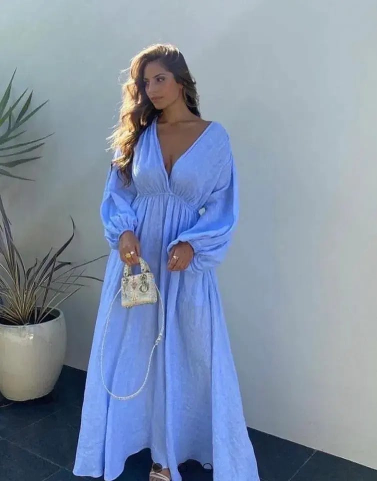 Scanlan Theodore Italian Linen Low Back Dress Blue Size 6 photo 2