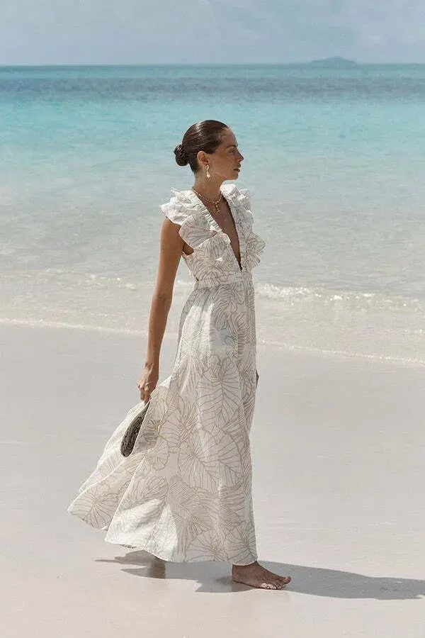 Dissh Malta Palm Frill Dress Print Size AU 8 photo 3
