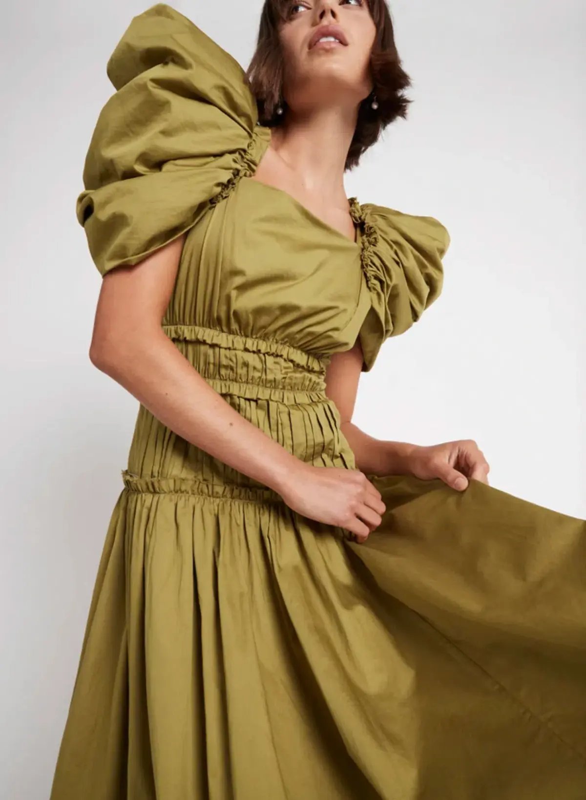 Aje Frequency Butterfly Sleeve Midi Dress Green Size 6 photo 4