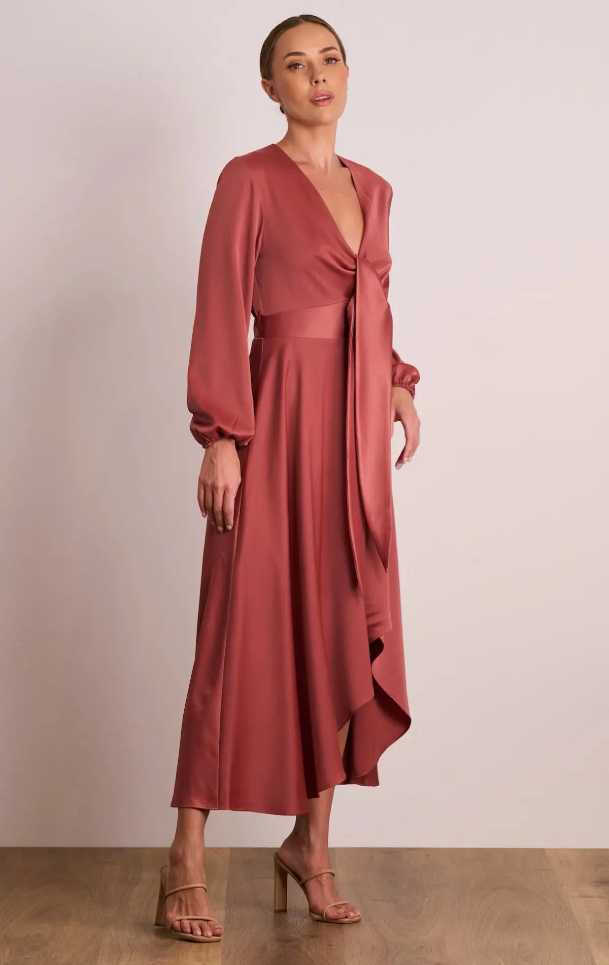 Pasduchas Florence Tie Midi Dress in Rose Size 8 photo 2