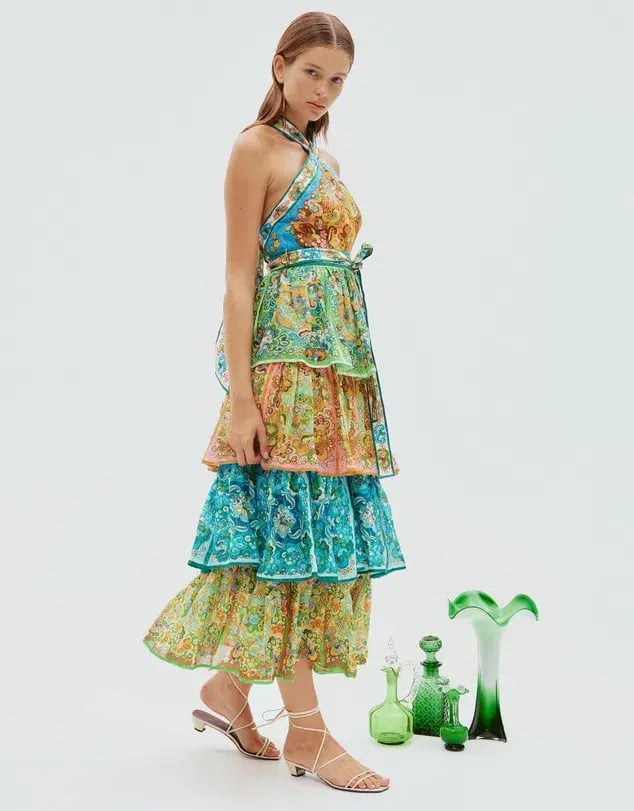 Alemais Dreamer Halter Tier Midi Dress Multi Size 10 photo 2