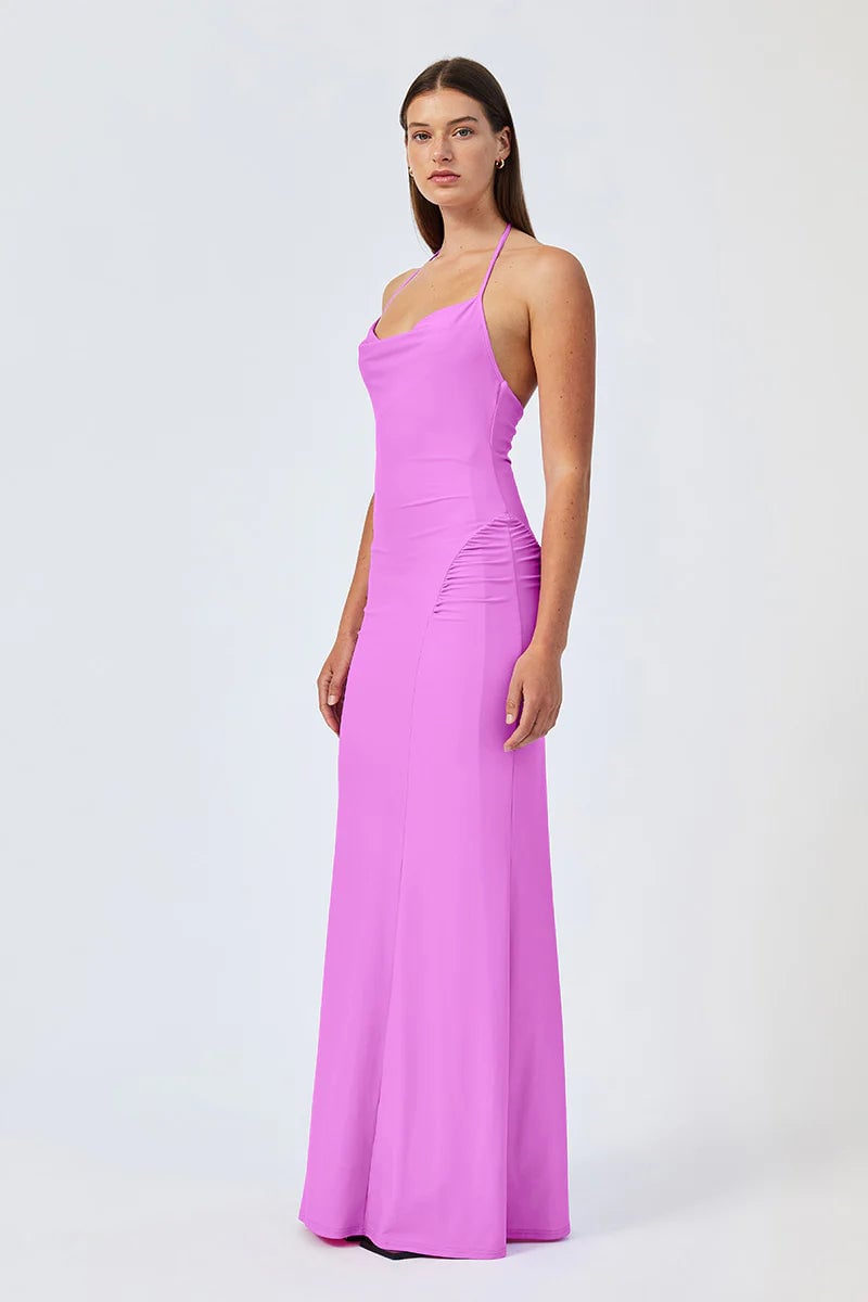 SUBOO IVY DEEP COWL NECK MAXI DRESS - FUCHSIA photo 2