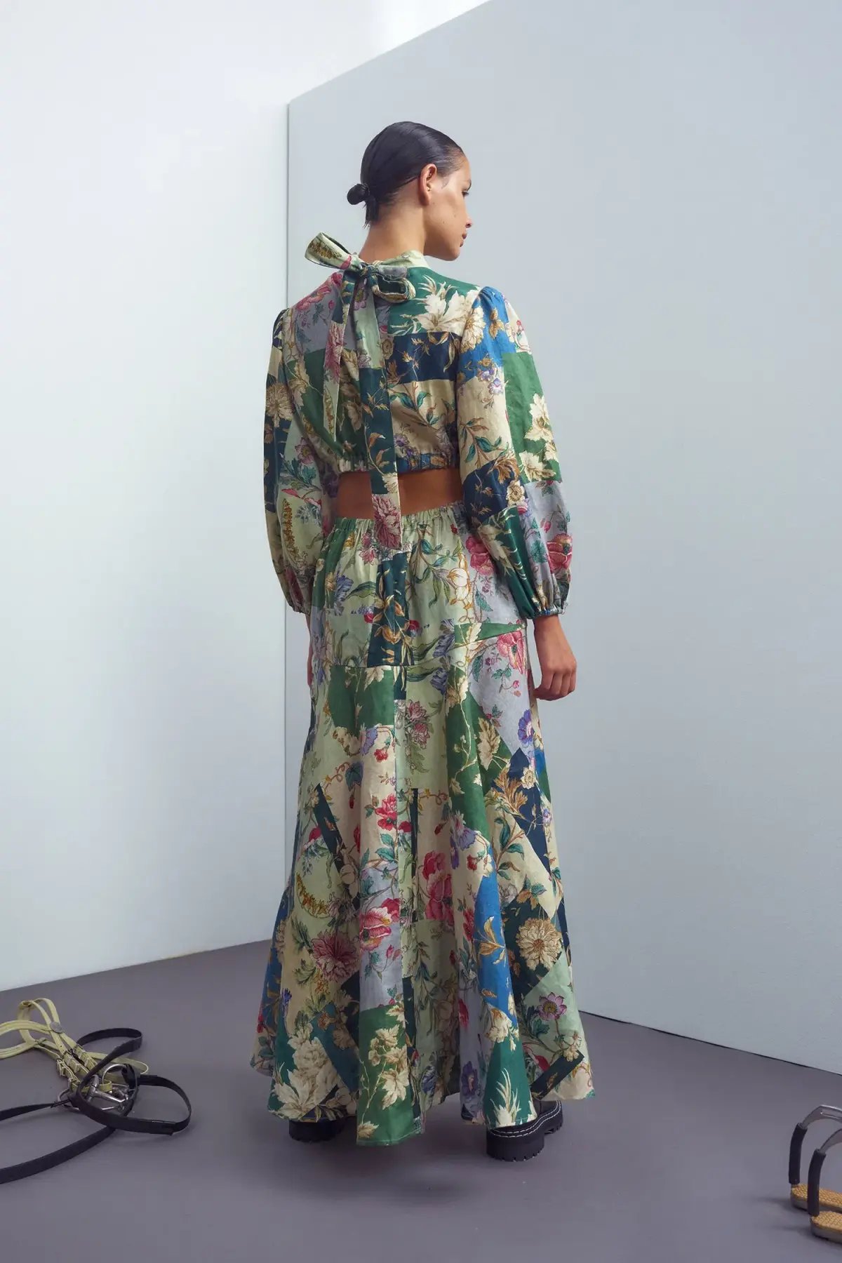 Loretta Patchwork Midi Dress Print Size 10 photo 3