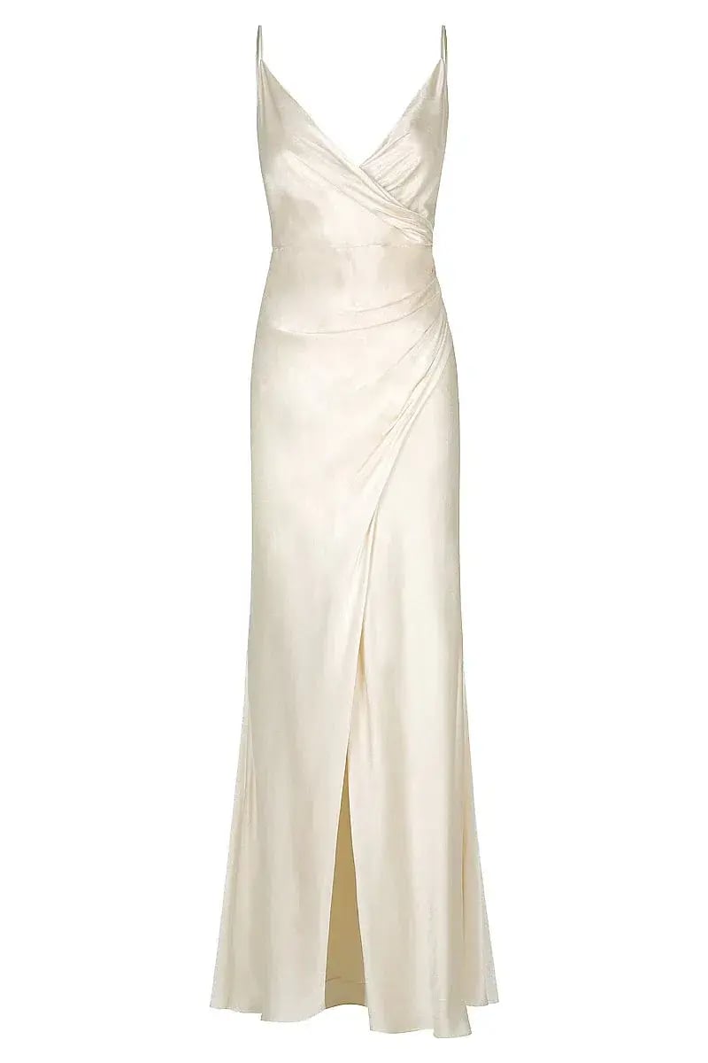 Shona Joy La Lune Cross Draped Maxi Dress Desert Cream Size 12 photo 3