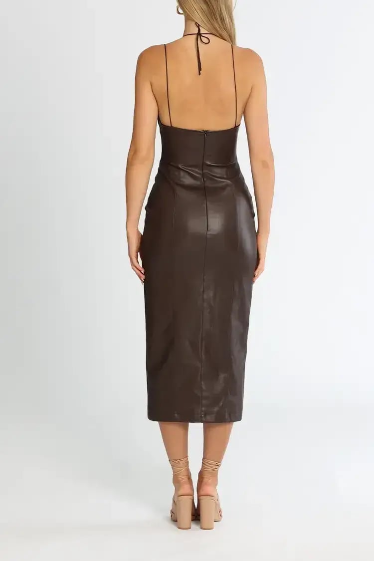 MISHA Cary Midi Dress in Chocolate Brown Size 6/XS photo 3