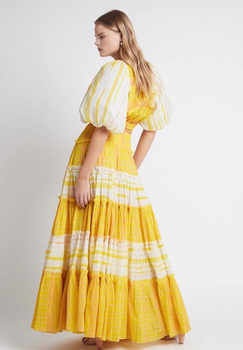 Aje Wilderness Tiered Cotton Maxi Skirt Size 8 photo 3