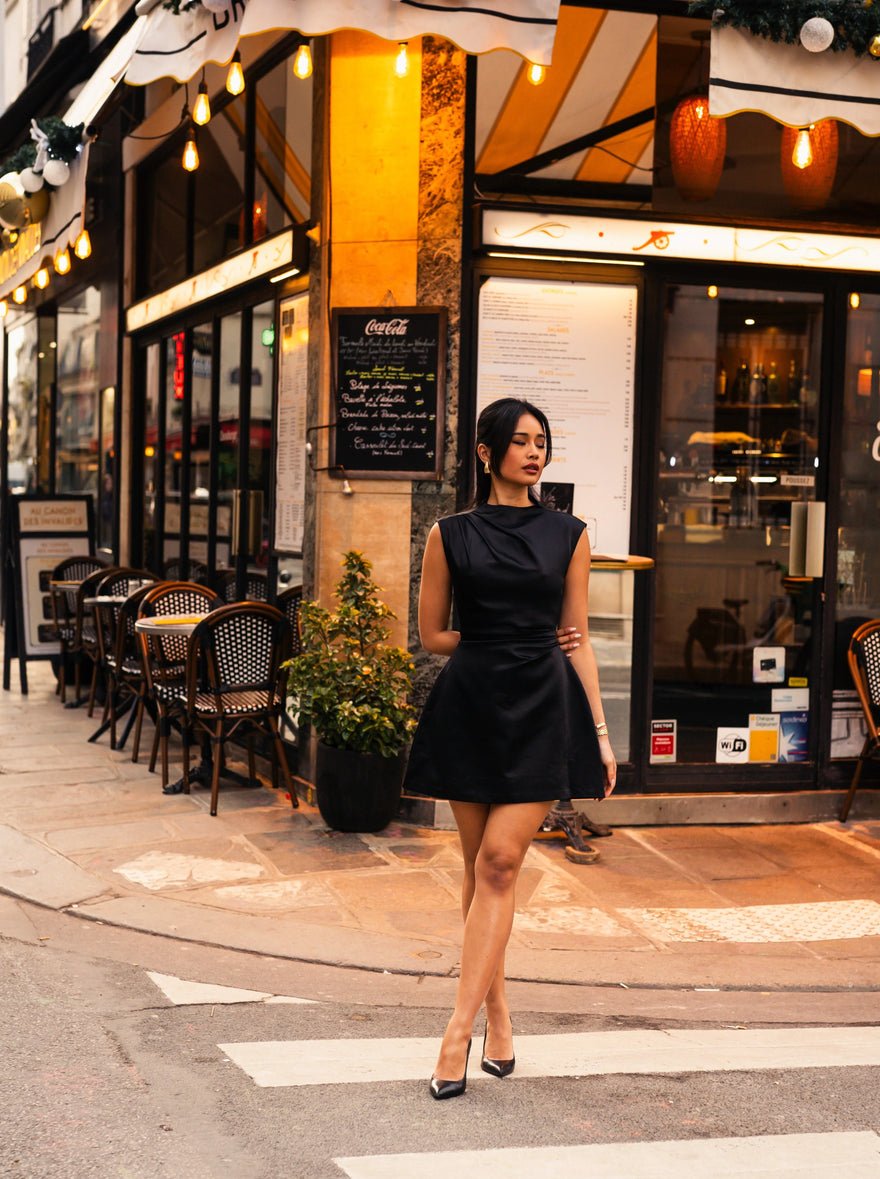 Odd Muse Satin Straight Neck Mini Dress photo 2