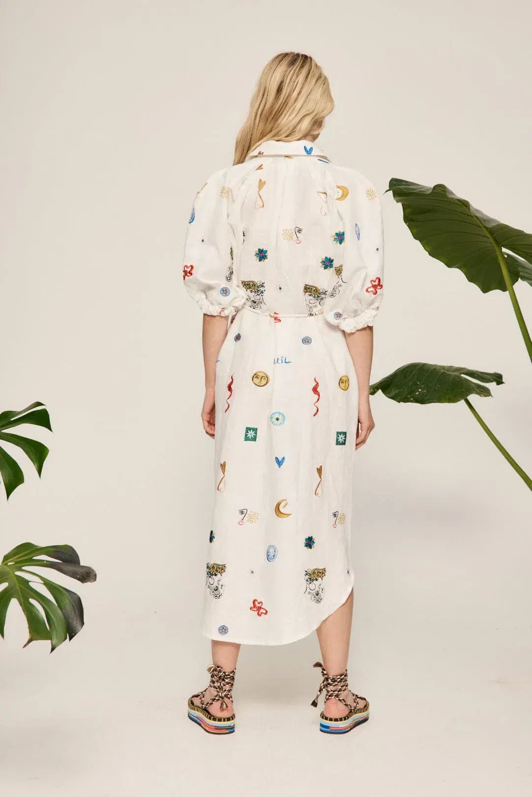 Alémais Soleil Embroidered Shirtdress White/Multi Size 12 photo 3