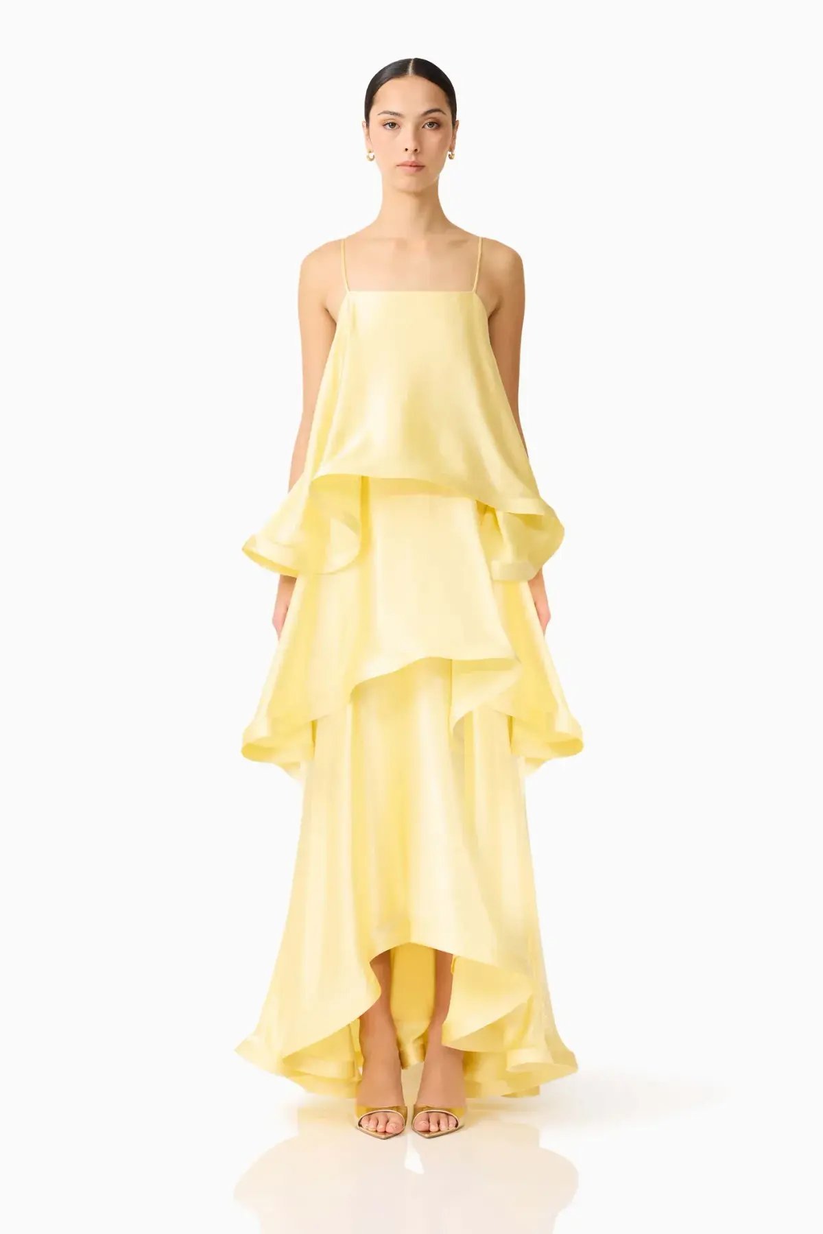 Elliatt Tilly Tiered Maxi Dress size L / 12 Butter Yellow photo 4