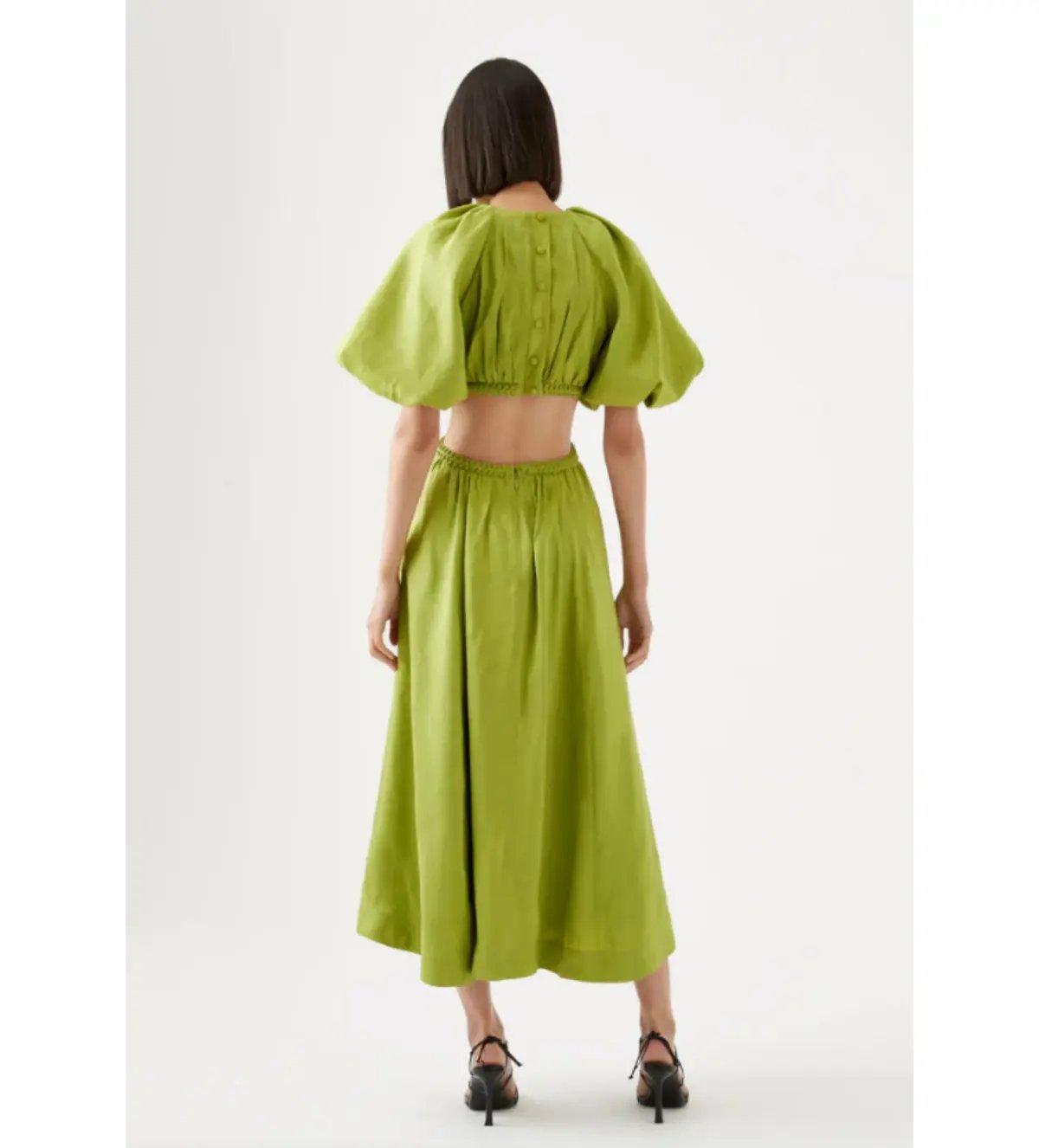 AJE Capucine Puff Sleeve Midi Dress in Verdant Green Size 8 photo 5