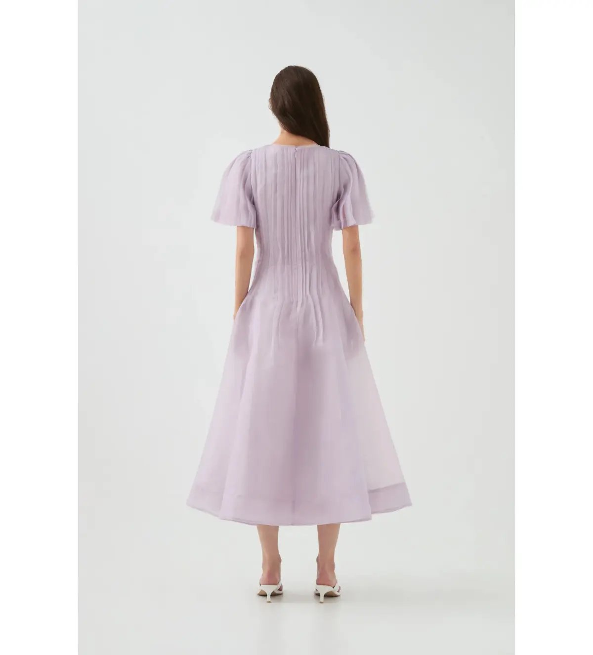 Aje Nova Pleated Midi Dress Lilac Size 10 photo 3