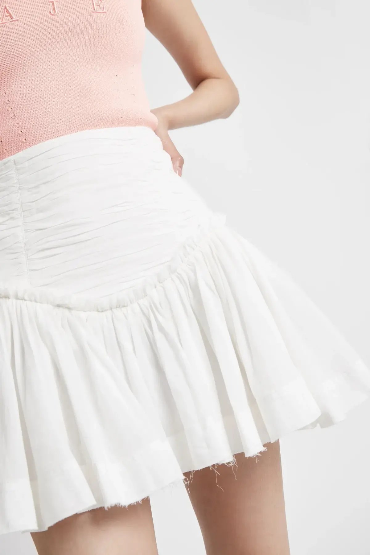 Aje Vanades Frill Crop Top & New Wave Mini Skirt Set Ivory Size 8 photo 3