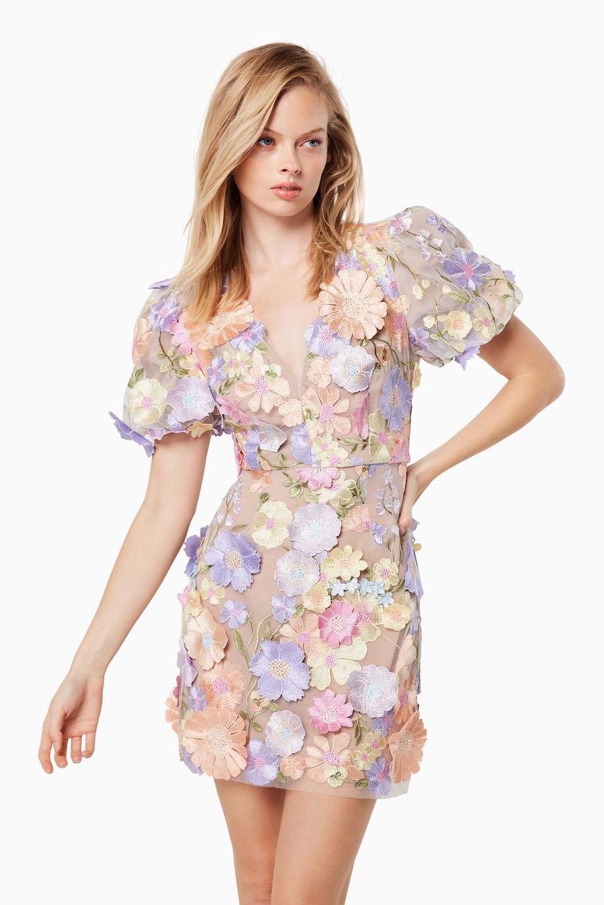 ELLIATT ANTHEA 3D LACE MINI DRESS - MULTI photo 3
