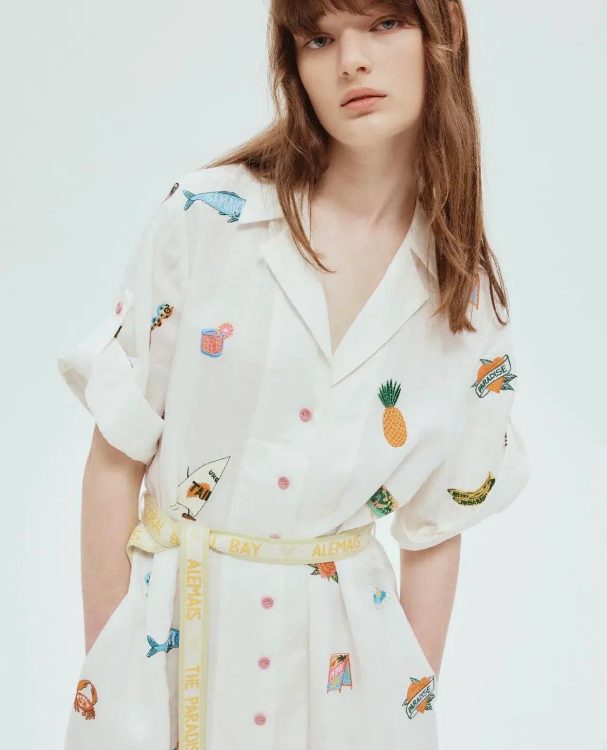 Alemais Blue Marlin Embroidered Shirtdress Multi Size 16 photo 4