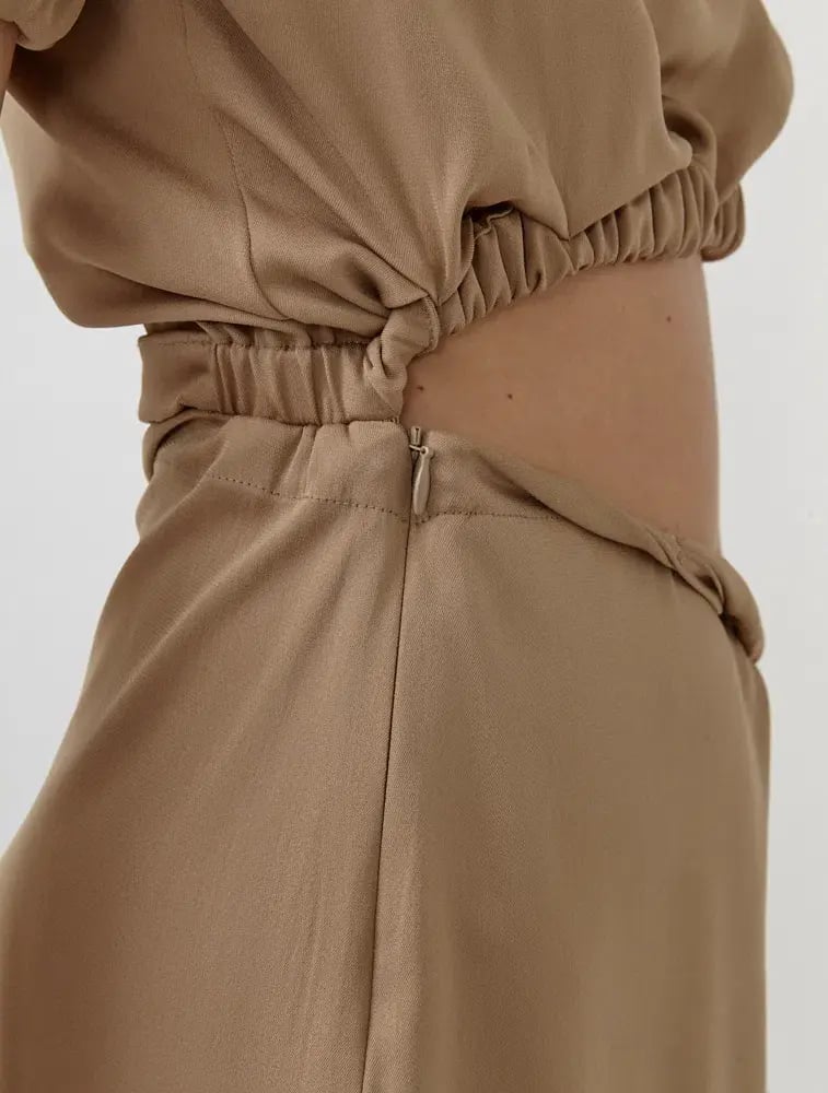 Christopher Esber Rolled Up Tee Dress in Tan Nude Size 8 photo 4