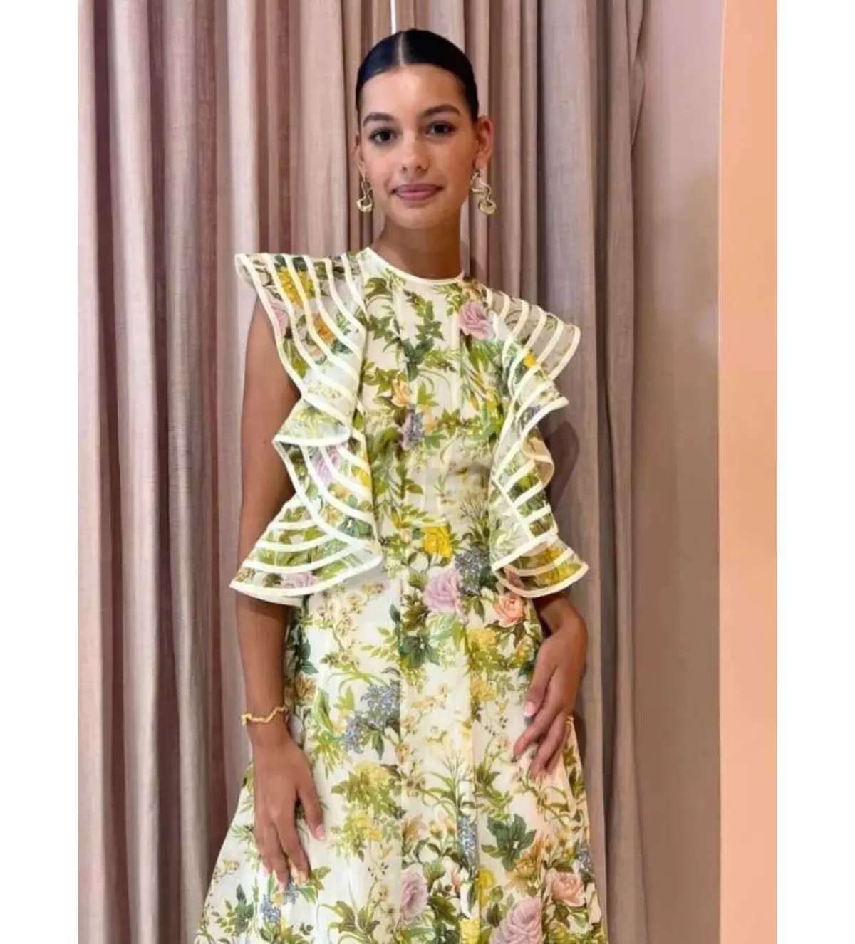 Alemais Eden Flounce Midi Dress Floral Size AU 6 photo 2