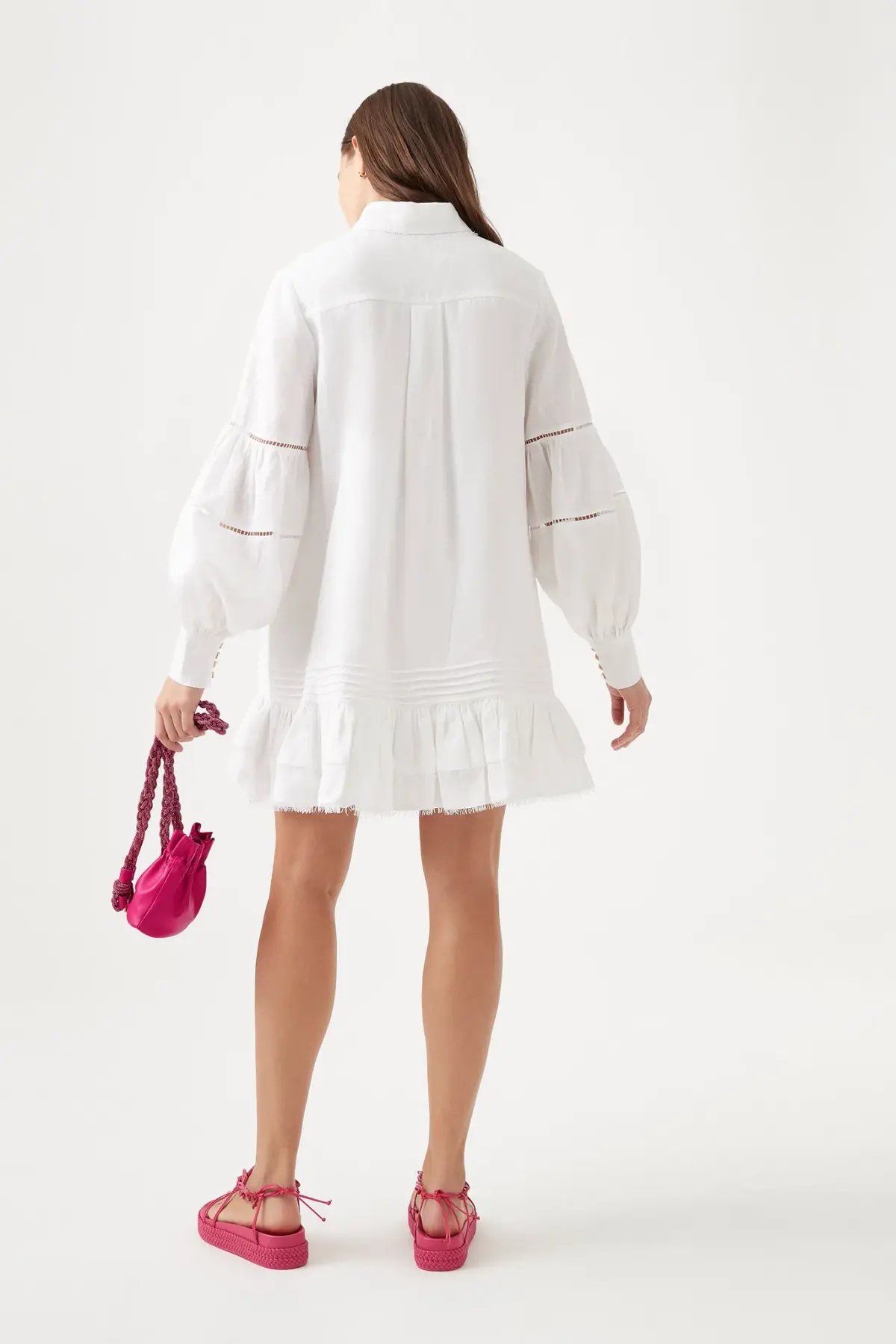 Aje Lotus Shirt Mini Dress Ivory Size 14 photo 3