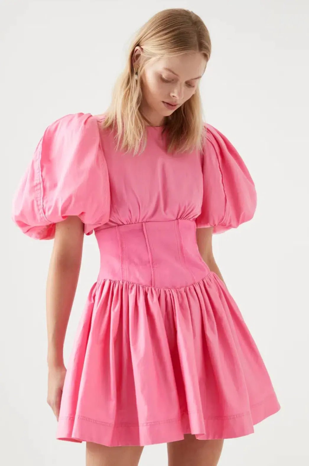 Aje Gianna Puff Sleeve Mini Dress Pink Size 8 / S photo 2