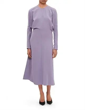 Victoria Beckham Dolman Midi Dress with Blouson Bodice Purple Size 16 photo 11