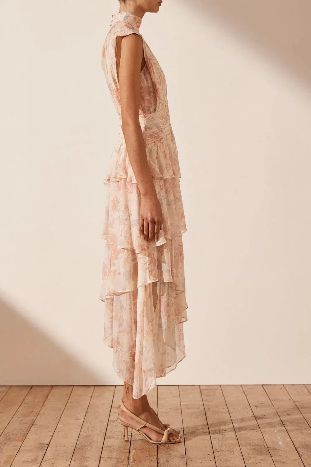 Shona Joy High Neck Midi Dress Faye Sleeveless Ruched Midi Dress in Blush Size AU 6 photo 2
