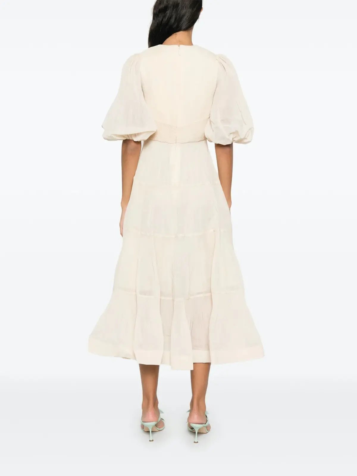 Zimmermann Pleated Midi Dress Cream Size 4 / AU 16 photo 2