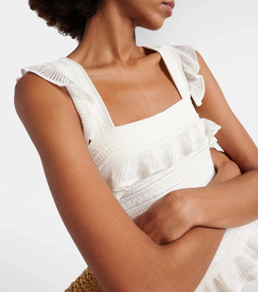 White Zimmermann Natura Ruffle Dress in Parchment Size 0 / AU 8 photo 3