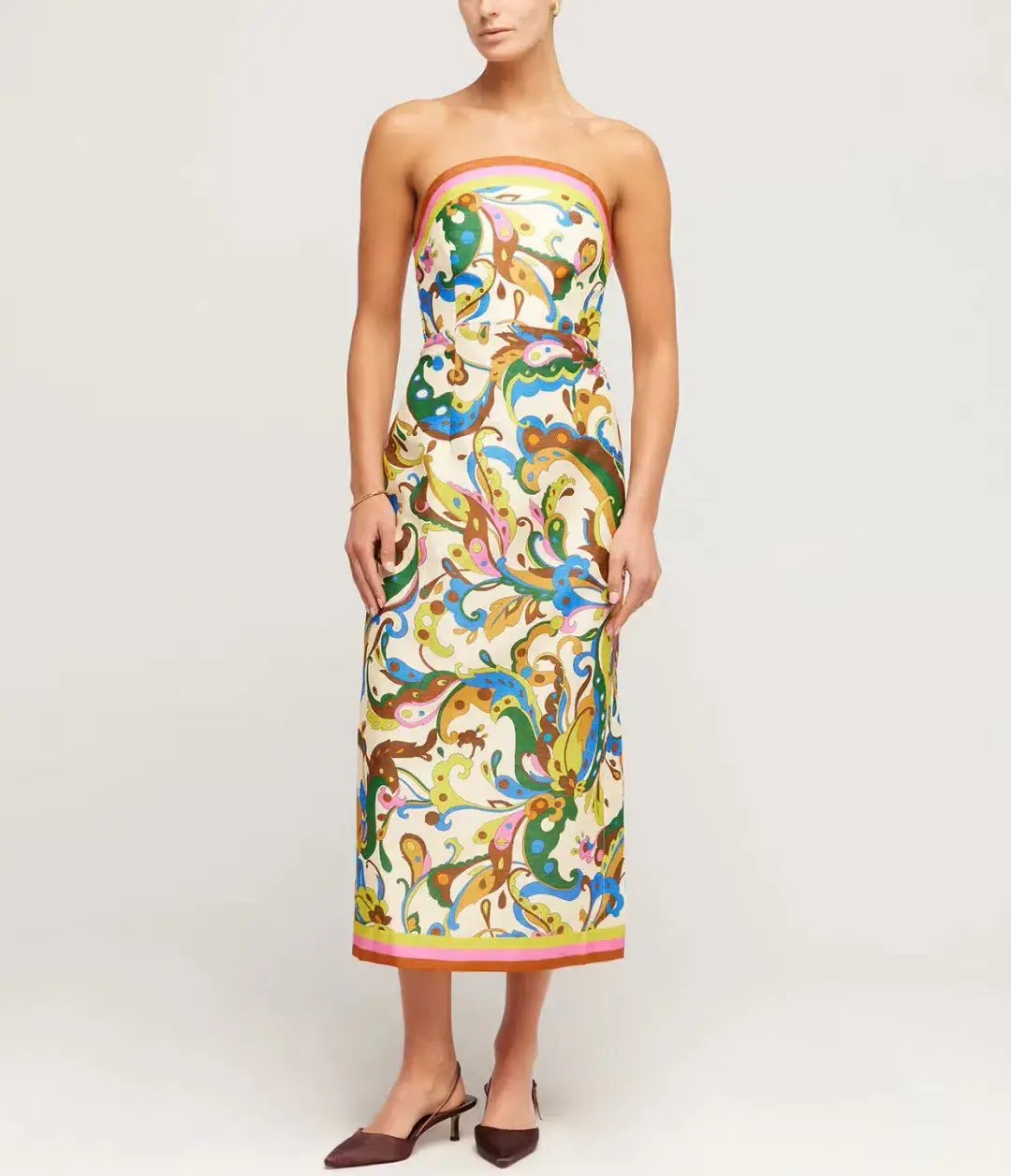 ALEMAIS Ozma Bodice Dress Exclusive Print Cream 10 AU photo 3