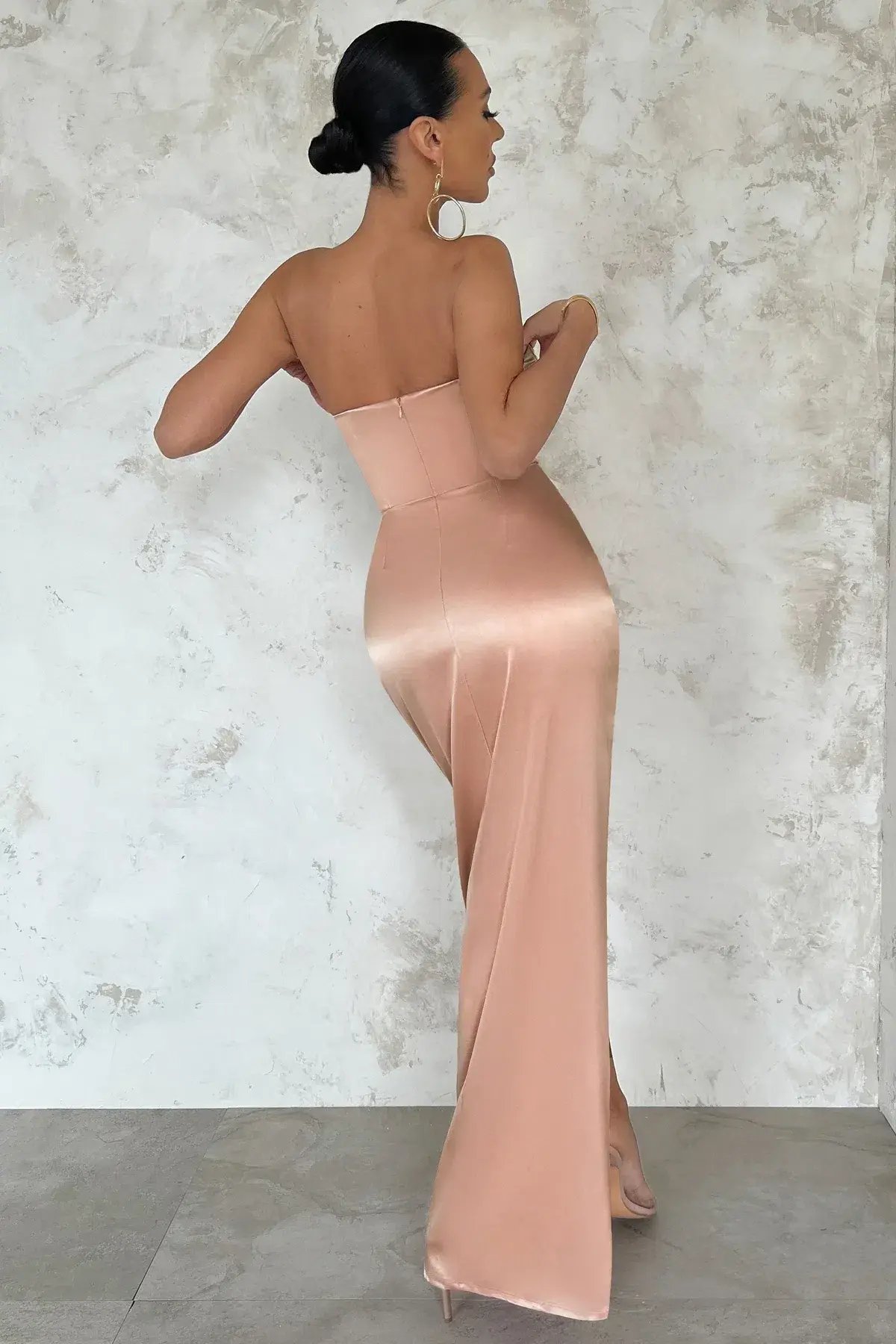 Club L London Romancing Nude Thigh Split Maxi Dress Blush Size 8 photo 2