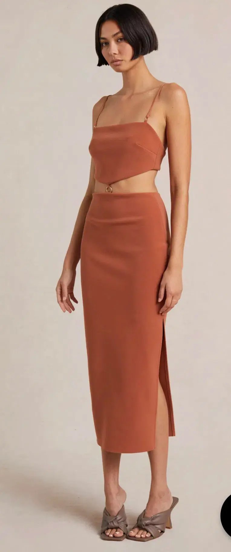 Bec and Bridge Alba Cut Out Midi Dress Brown Size 10 photo 3