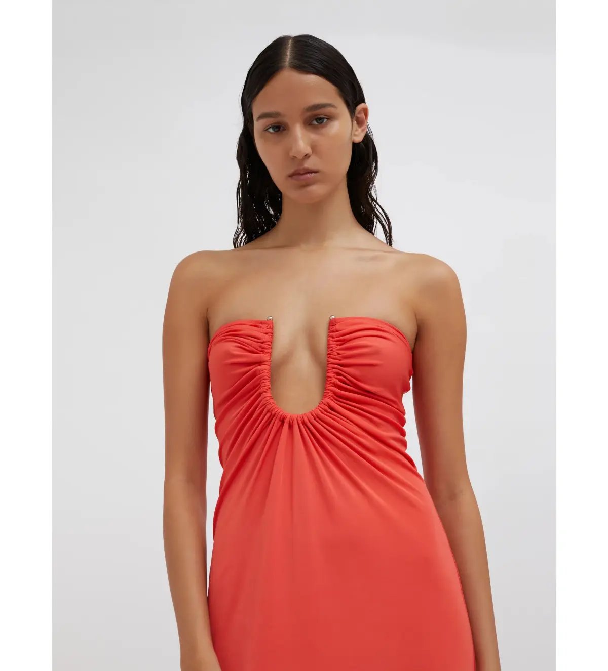 Christopher Esber Arced Palm Strapless Dress Grapefruit Size XS / AU 6 photo 2