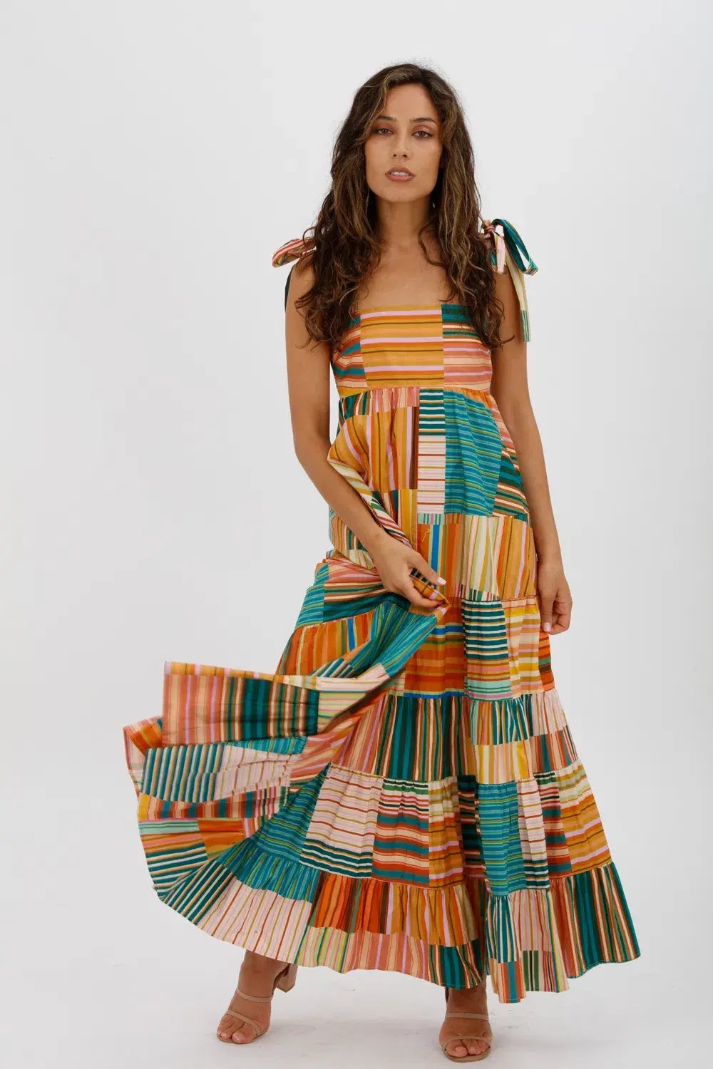 Alemais  Sloane Tiered Midi Dress Multi Size 10 photo 3