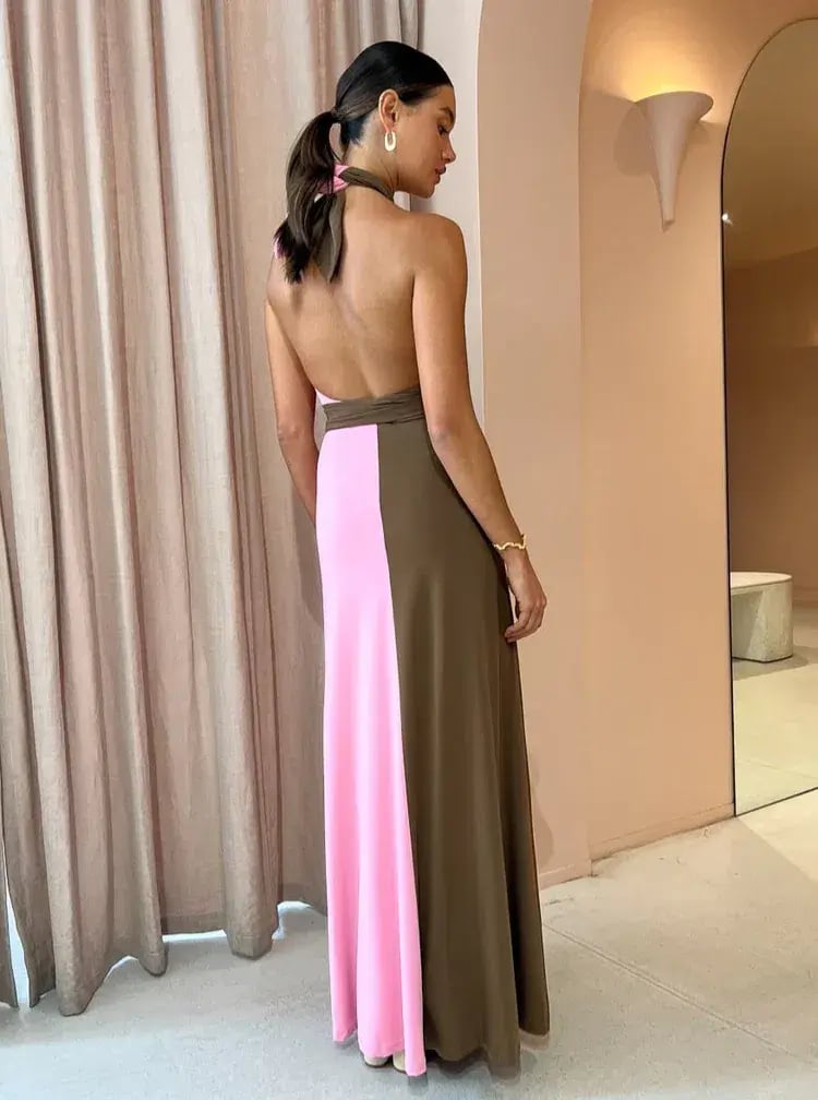 Hansen And Gretel Tempest Halter Wrap Dress In Carob/Pink Size 10 photo 7