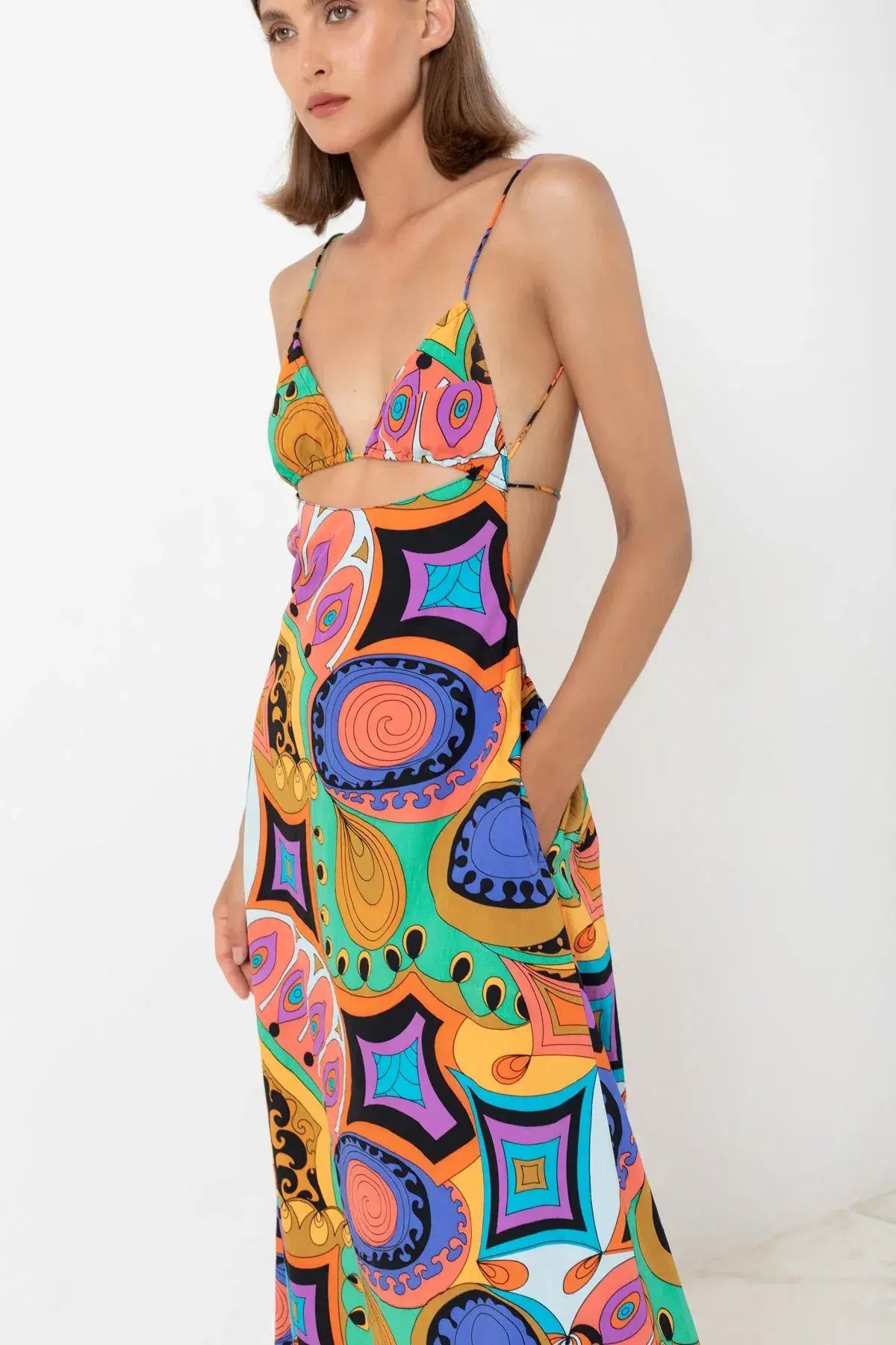 SWF Boutique Murano Cut Out A Line Maxi Dress Print Size 12 photo 3