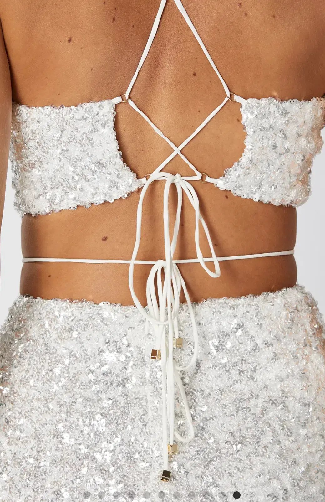 Winona Elodie Halter Dress White Sequin Size 8 photo 5