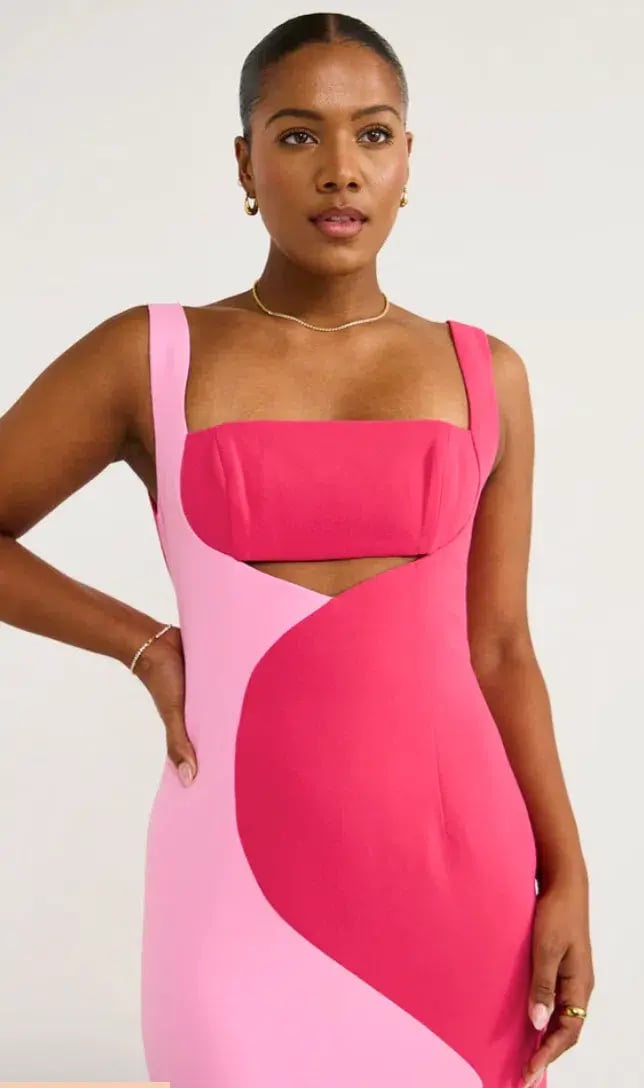 By Johnny Caterina Two Tone Curve Midi Dress Pink Size 10 photo 6