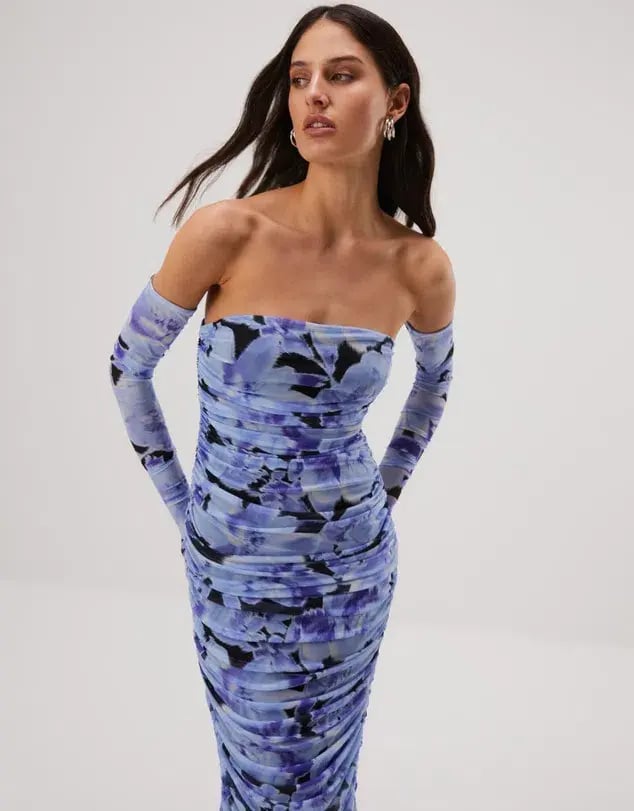 Misha Cosimo Mesh Midi Dress with Gloves Floral Size 8/S photo 6