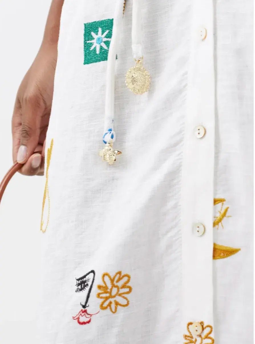 Alemais Soleil Embroidered Linen Shirtdress Print Size 12 photo 4