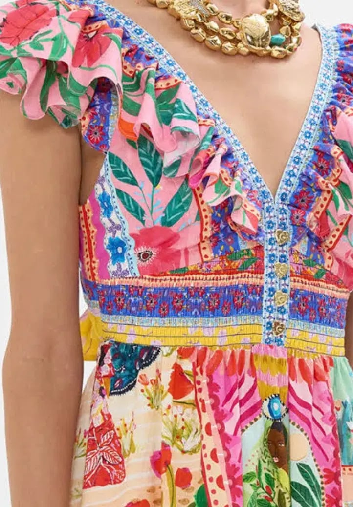 Camilla Tiered Dress With Neck Frill Roeqiyas Realm Size S (10) photo 2