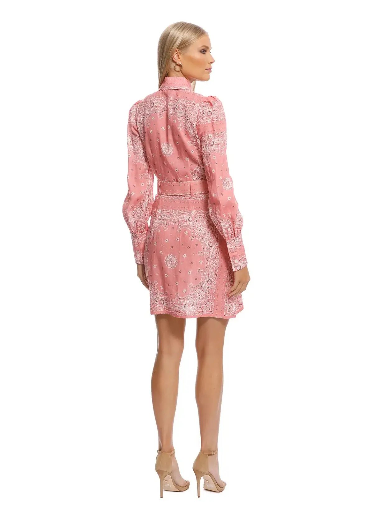 Zimmermann Bandana Shirt Dress Pink Print Size 12 photo 2